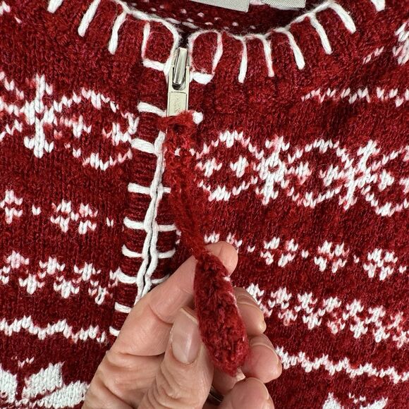 Croft & Barrow Christmas Holiday Sweater S Red Polar Bear Snowflake Silk Wool - Picture 4 of 16
